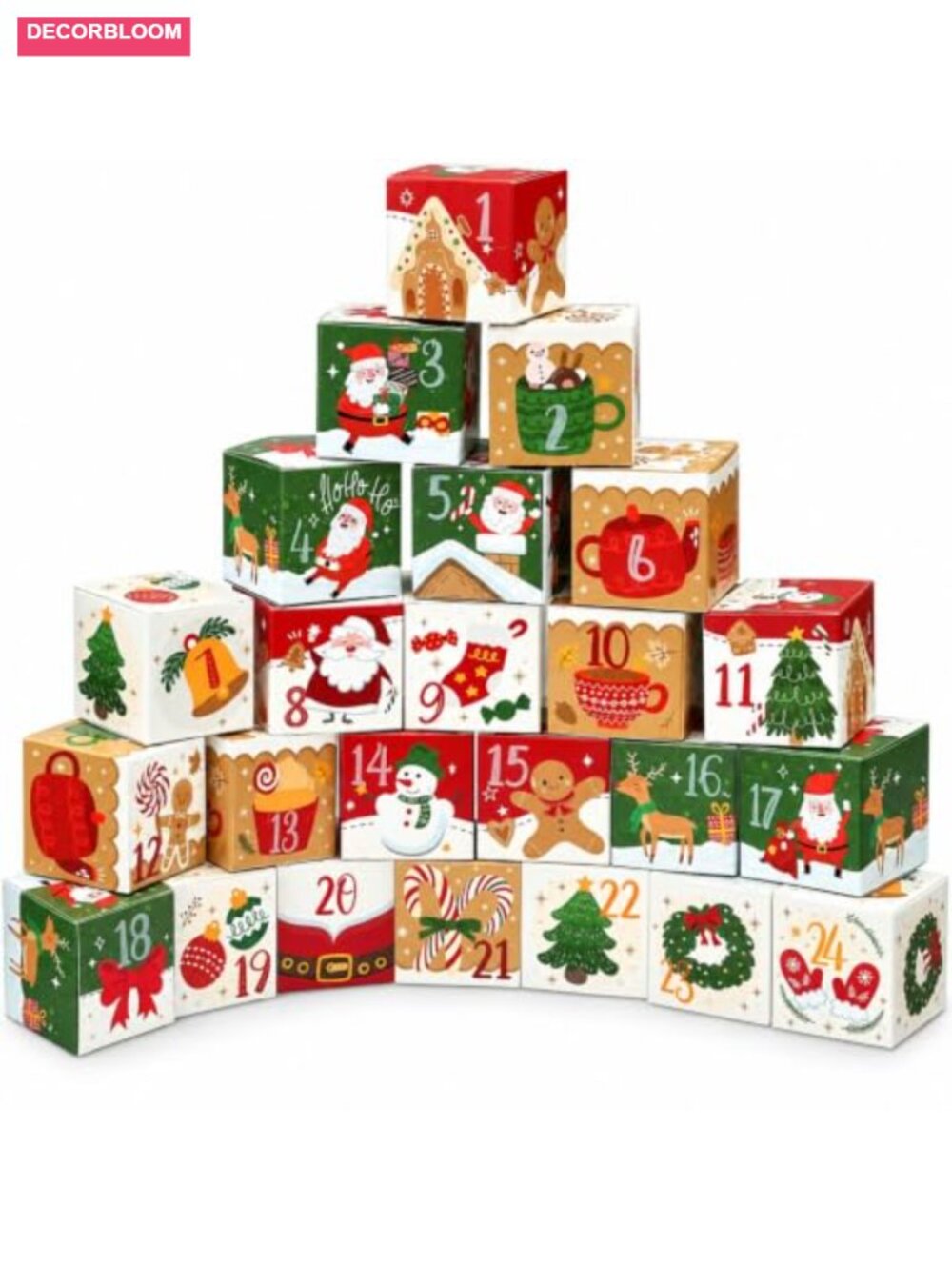 24 Day Christmas Advent Calendar Boxes to Fill, Fillable Countdown Gift Boxes,